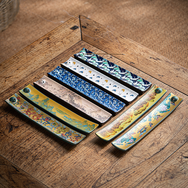 Incense Cone Holder - New Antique Chinese Enamel Ceramic Line