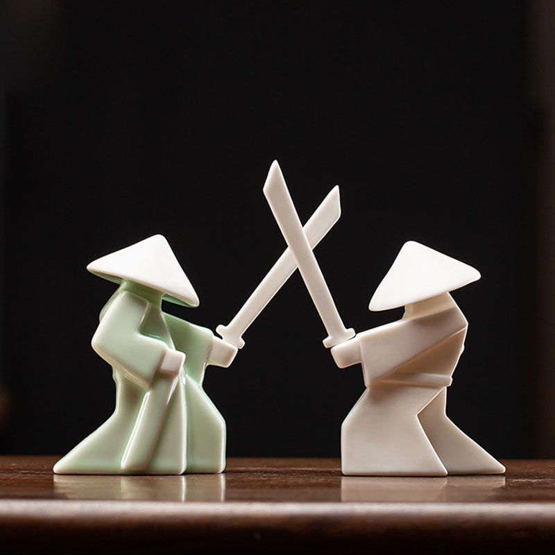 Incense Cone Holder - Swordsman Chivalrous Expert Ceramic Samurai Knight
